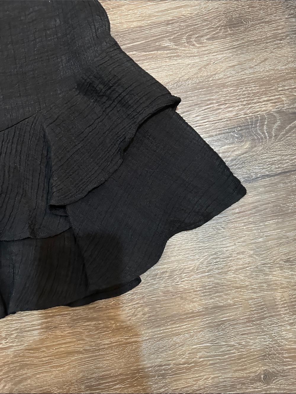 1. State Black Button-Front Ruffle Hem Mini Dress - Picture 8 of 15